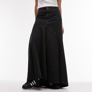 Topshop denim fishtail skirt in washed black size 6